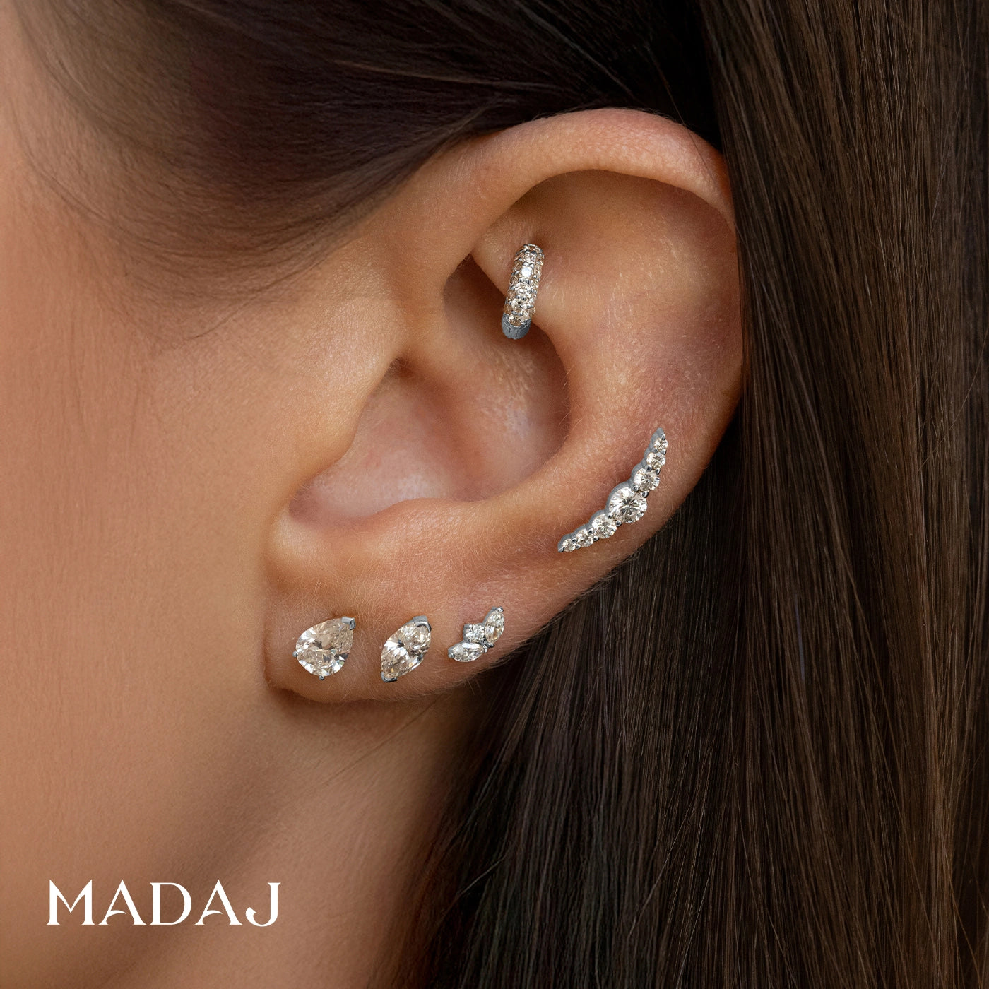 Dione | 18k White Gold 6.5 mm 8 mm Lotus Diamond Piercing
