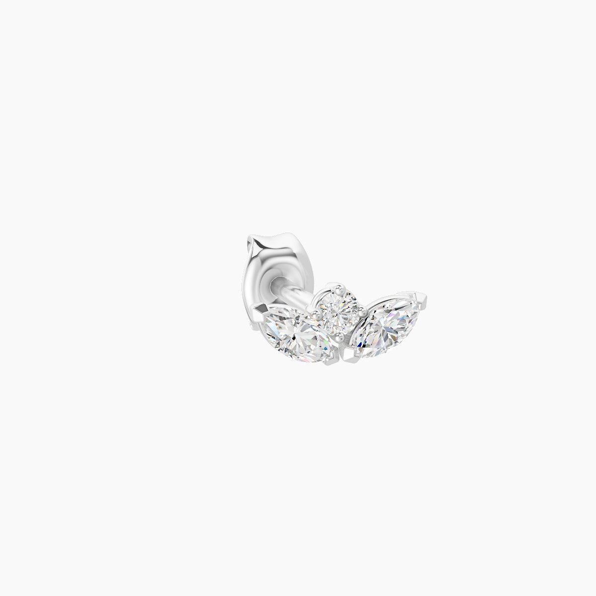 Dione | 18k White Gold 6.5 mm Lotus Diamond Earring