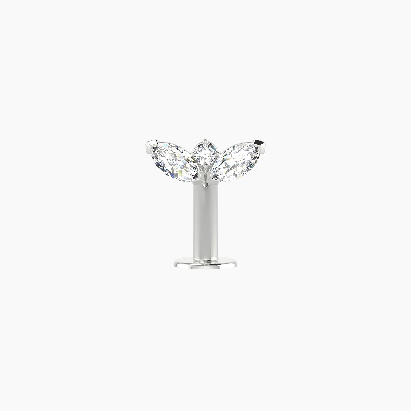 Dione | 18k White Gold 8 mm 10 mm Lotus Diamond Floating Navel Piercing