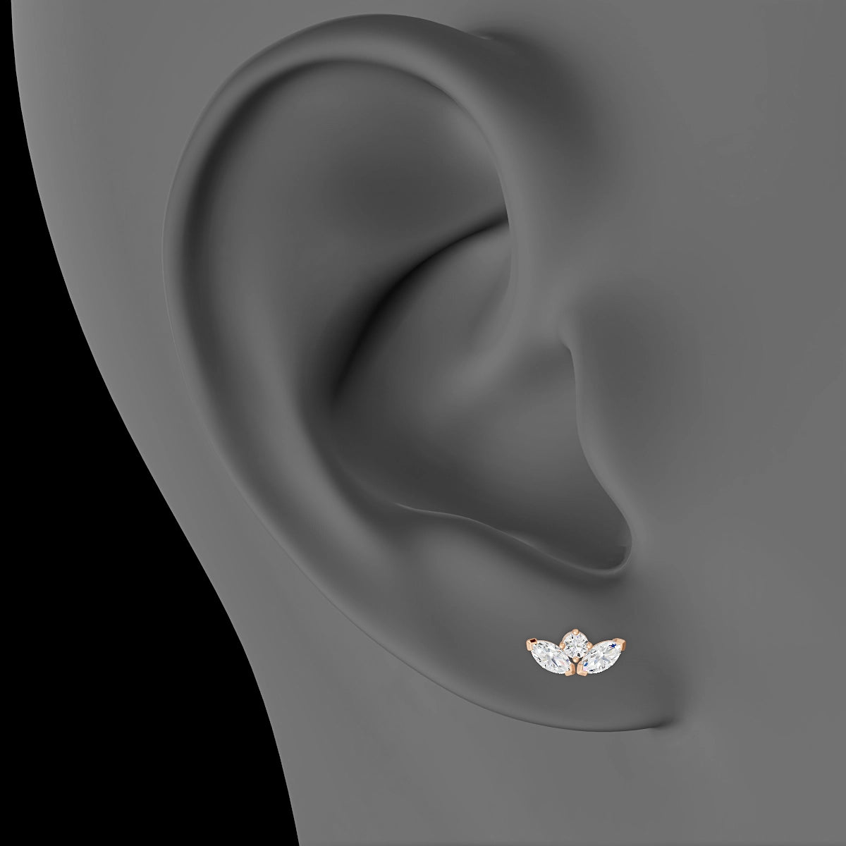 Dione | 18k Rose Gold 8 mm 5 mm Lotus Diamond Piercing