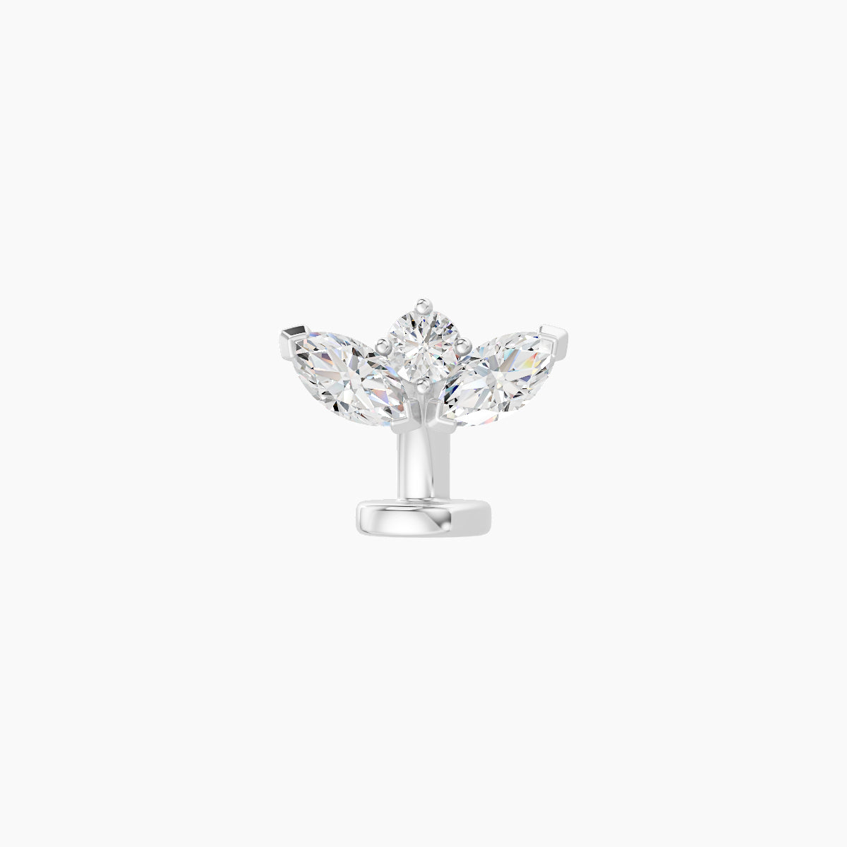 Dione | 18k White Gold 8 mm 6 mm Lotus Diamond Floating Navel Piercing