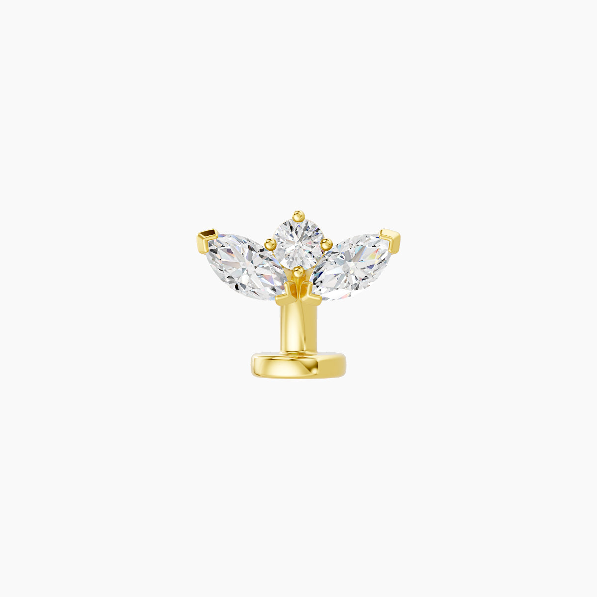 Dione | 18k Yellow Gold 8 mm 6 mm Lotus Diamond Floating Navel Piercing