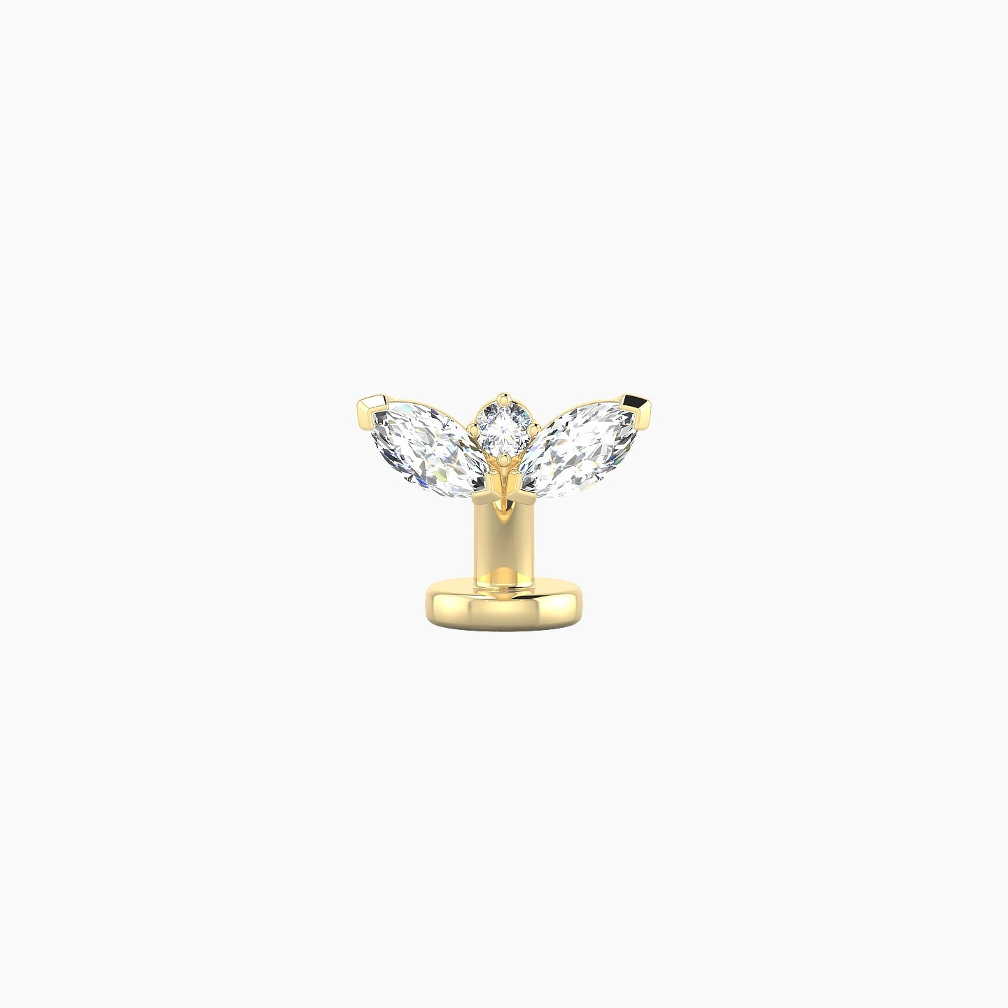 Dione | 18k Yellow Gold 8 mm 6 mm Lotus Diamond Floating Navel Piercing