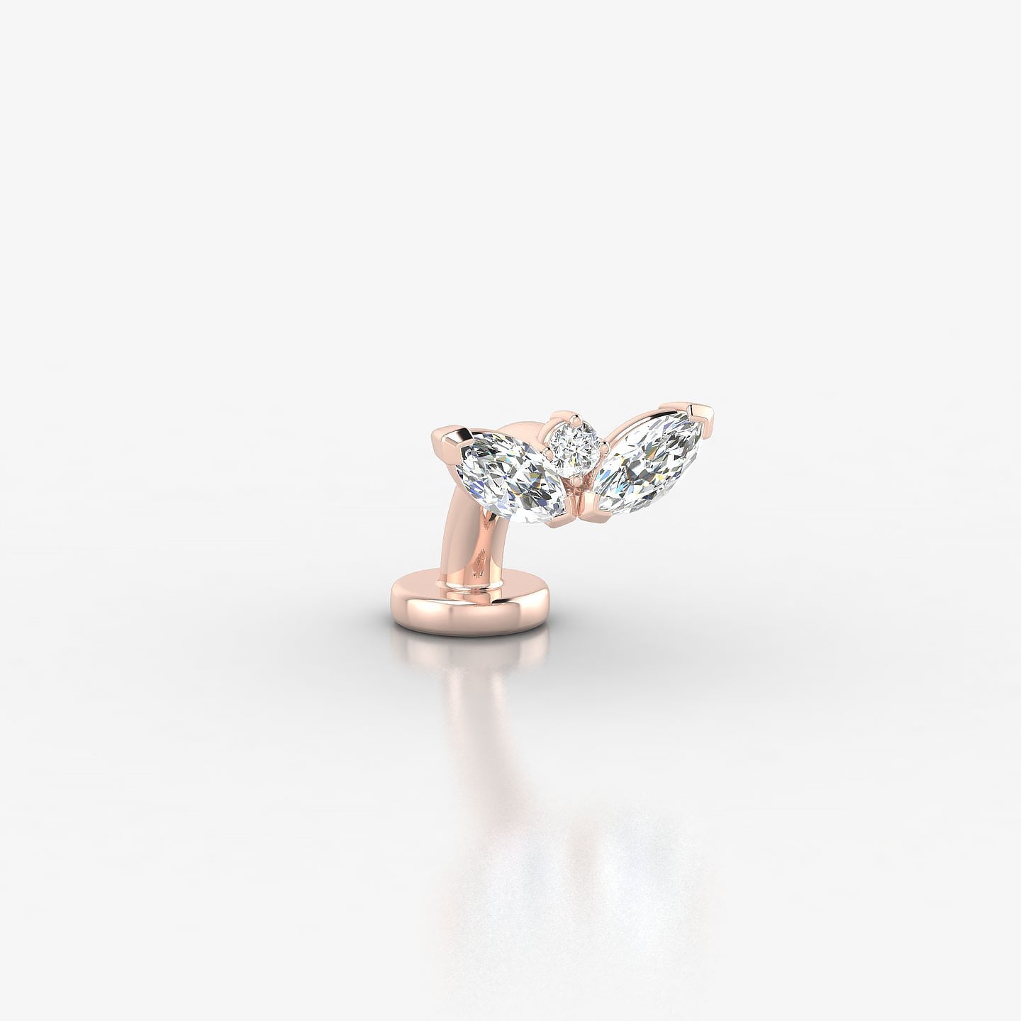 Dione | 18k Rose Gold 8 mm 6 mm Lotus Diamond Floating Navel Piercing