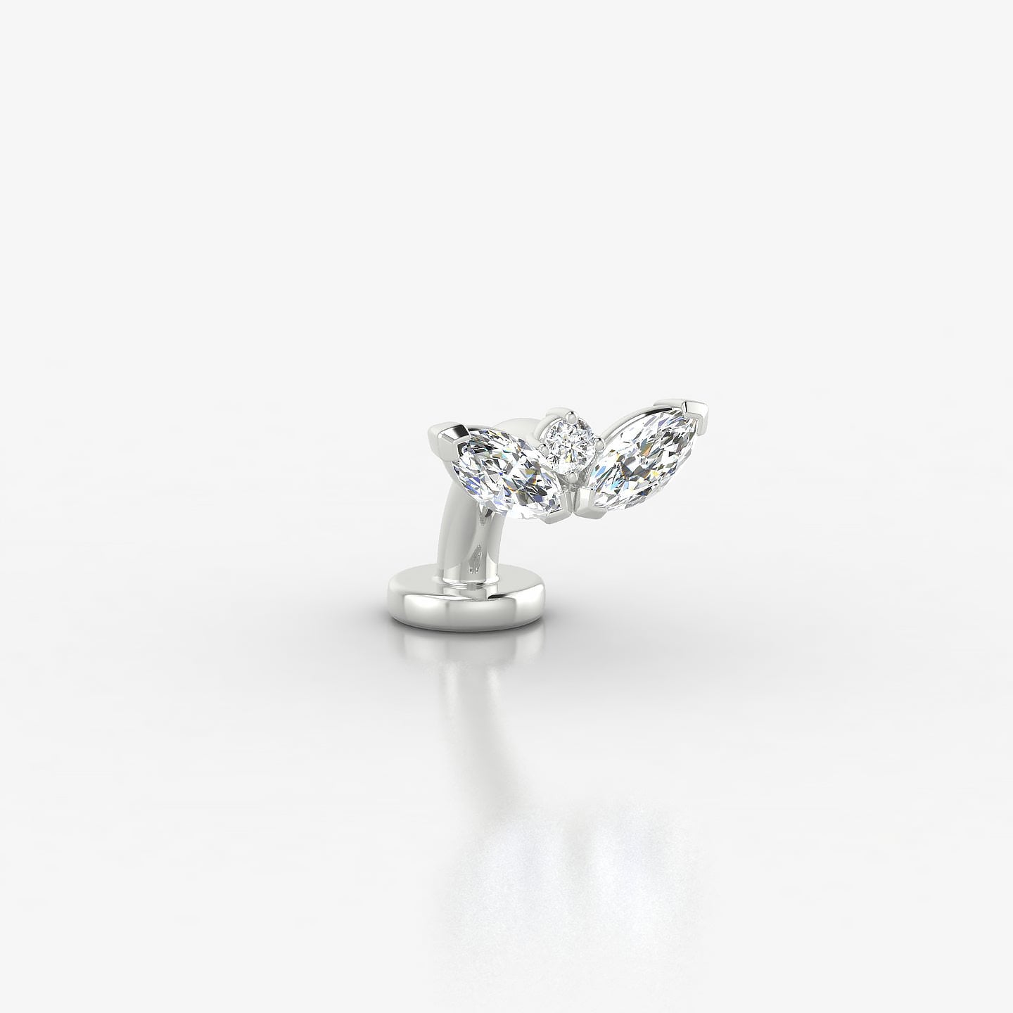 Dione | 18k White Gold 8 mm 6 mm Lotus Diamond Floating Navel Piercing