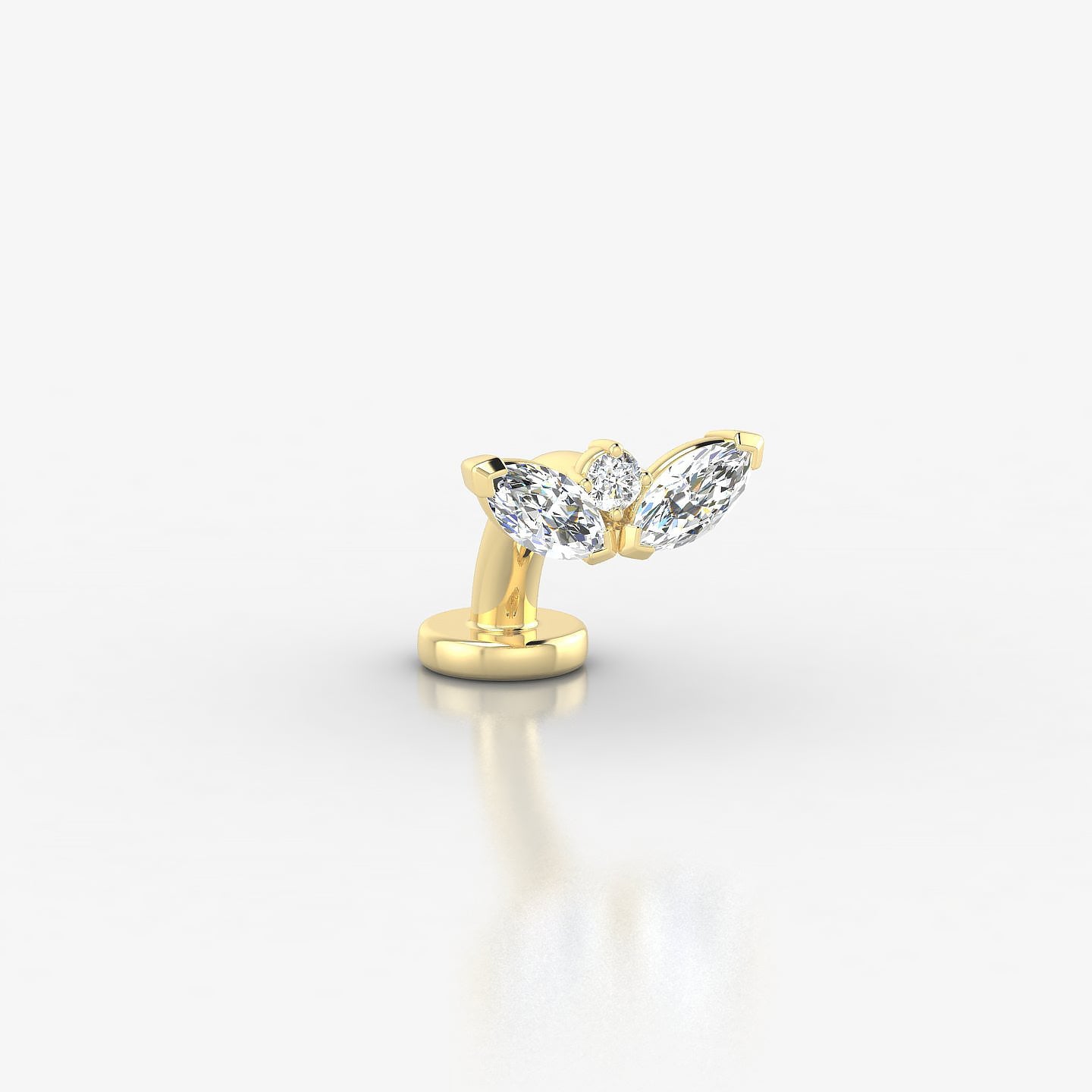 Dione | 18k Yellow Gold 8 mm 6 mm Lotus Diamond Floating Navel Piercing