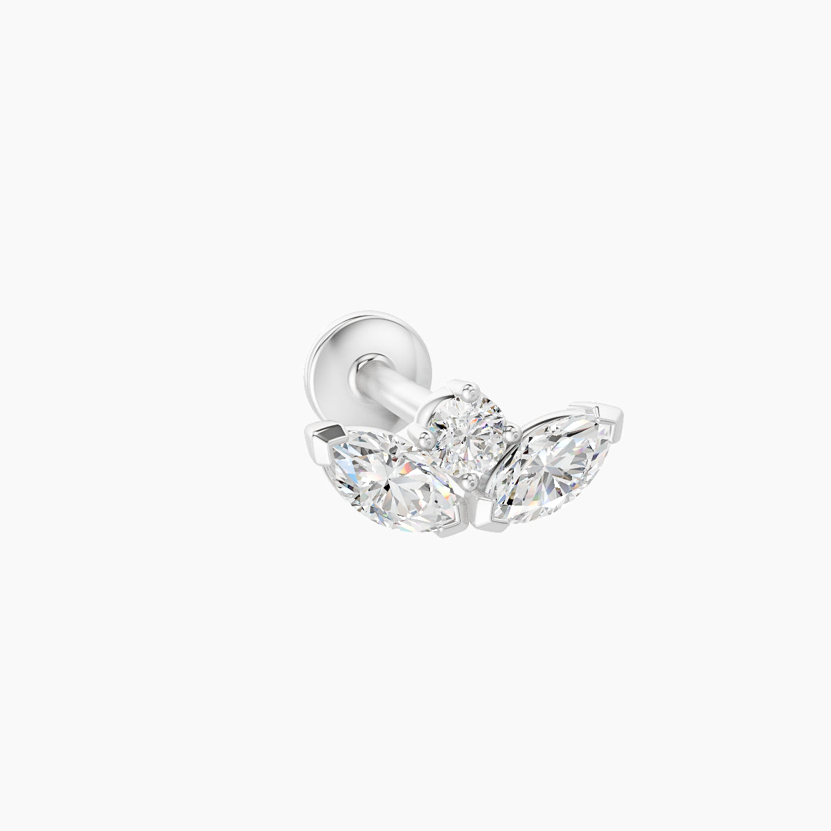 Dione | 18k White Gold 8 mm 6.5 mm Lotus Diamond Nose Piercing