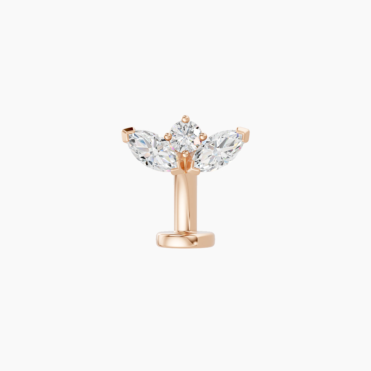 Dione | 18k Rose Gold 8 mm 8 mm Lotus Diamond Floating Navel Piercing