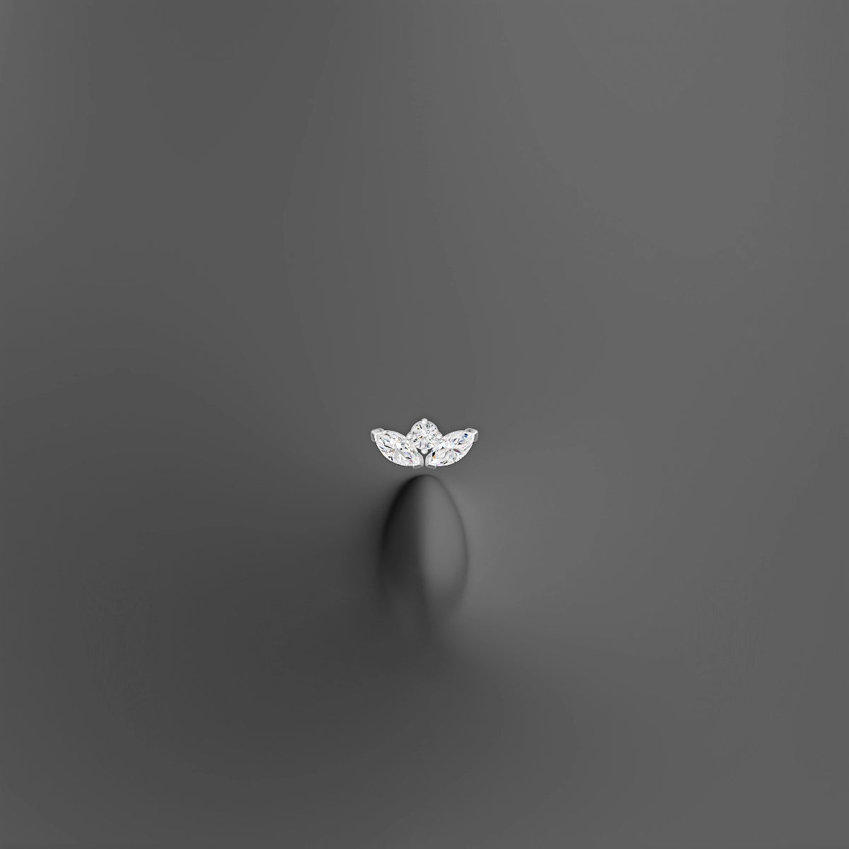 Dione | 18k White Gold 8 mm 8 mm Lotus Diamond Floating Navel Piercing