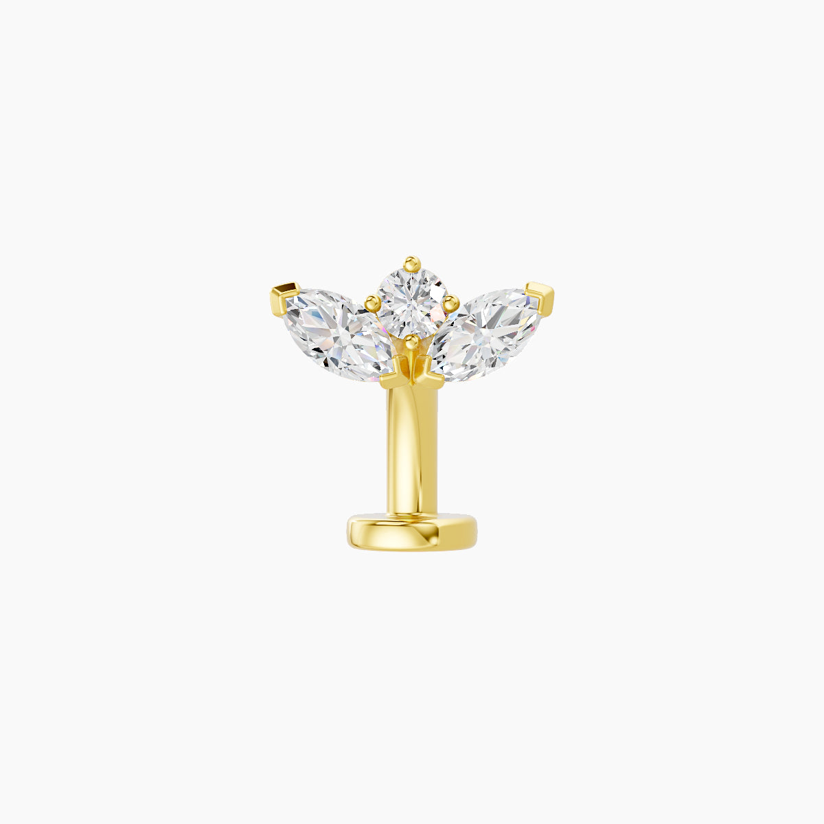 Dione | 18k Yellow Gold 8 mm 8 mm Lotus Diamond Floating Navel Piercing