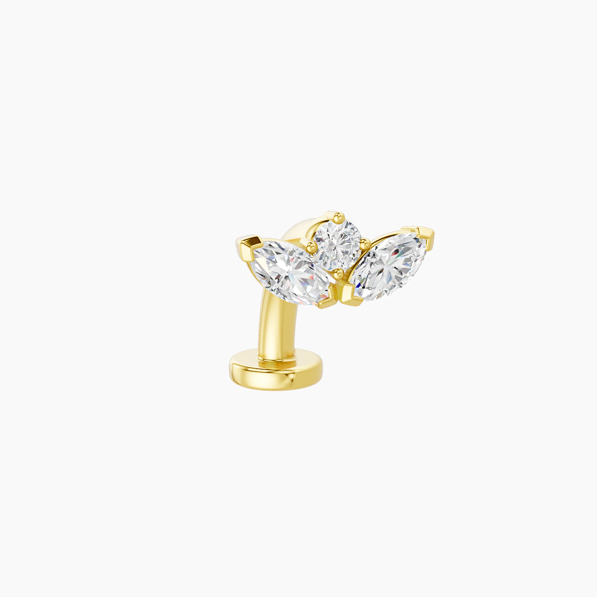 Dione | 18k Yellow Gold 8 mm 8 mm Lotus Diamond Floating Navel Piercing