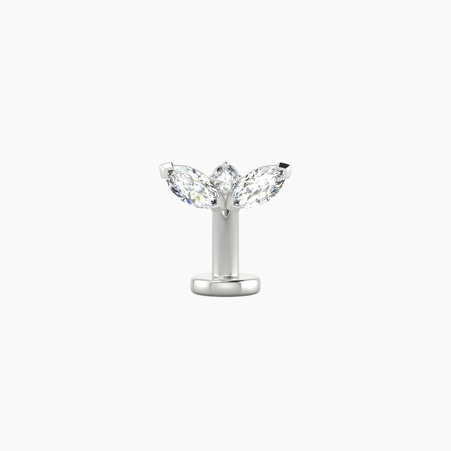 Dione | 18k White Gold 8 mm 8 mm Lotus Diamond Floating Navel Piercing