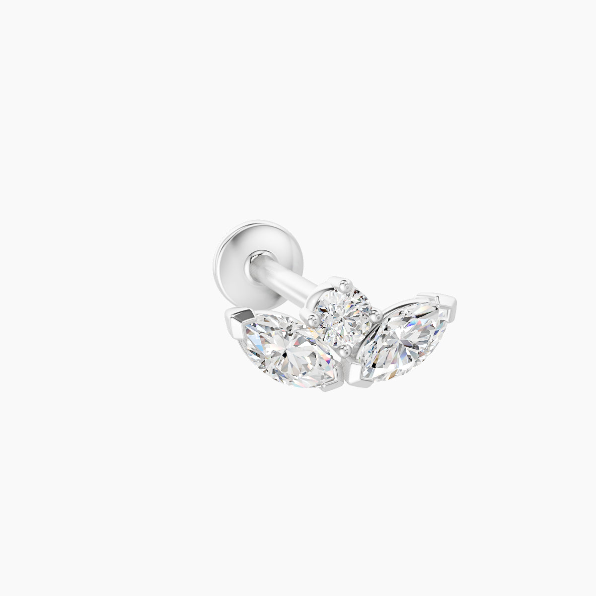 Dione | 18k White Gold 8 mm 8 mm Lotus Diamond Nose Piercing