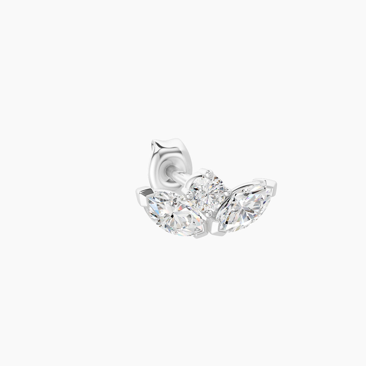 Dione | 18k White Gold 8 mm Lotus Diamond Earring