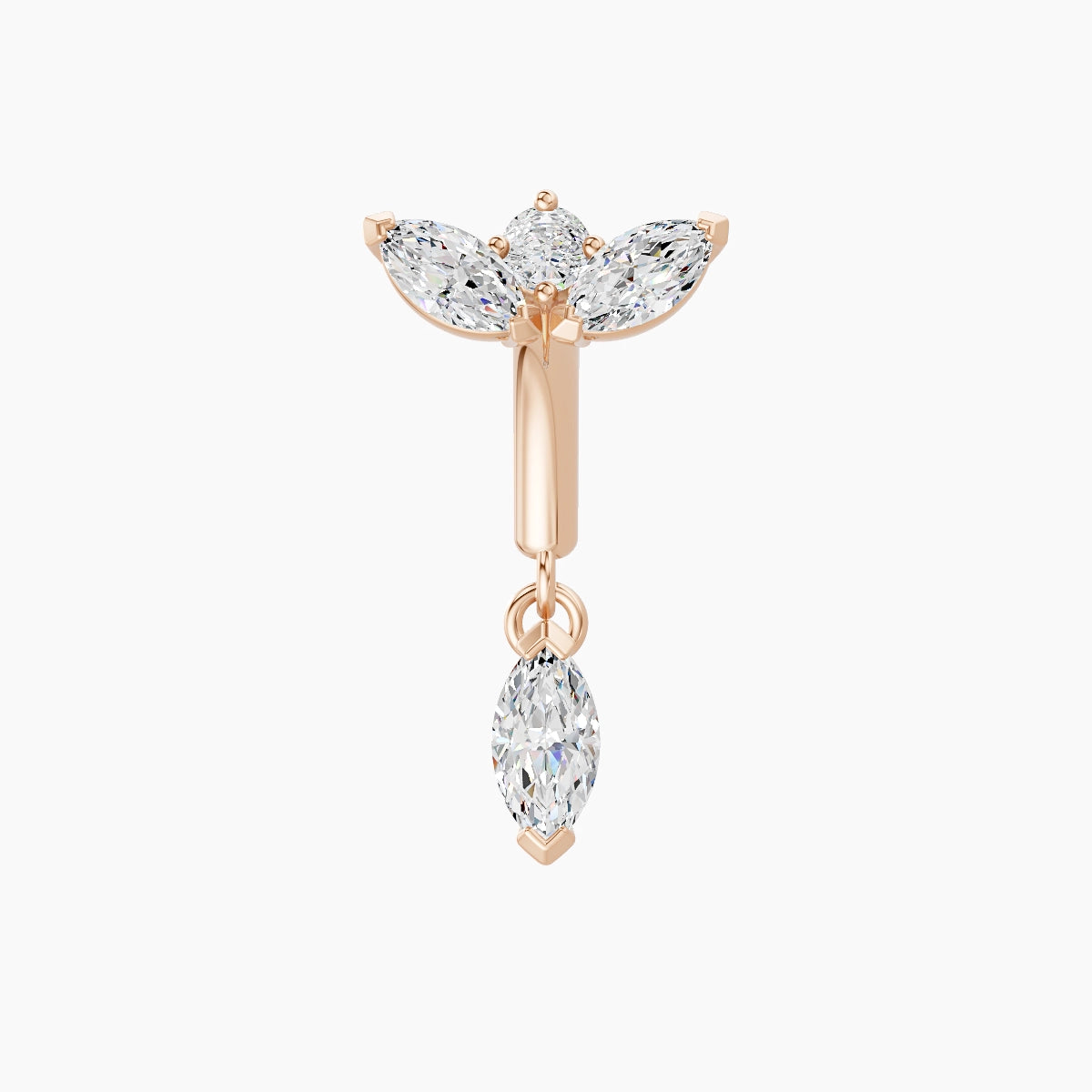 Dione | Piercing Rook Lotus Diamant Or Rose 18k Hypoallergénique 6.5 mm 6 mm