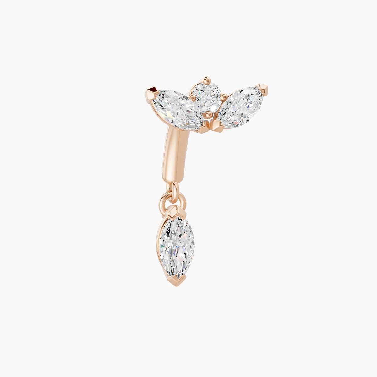 Dione | Piercing Rook Lotus Diamant Or Rose 18k Hypoallergénique 6.5 mm 6 mm