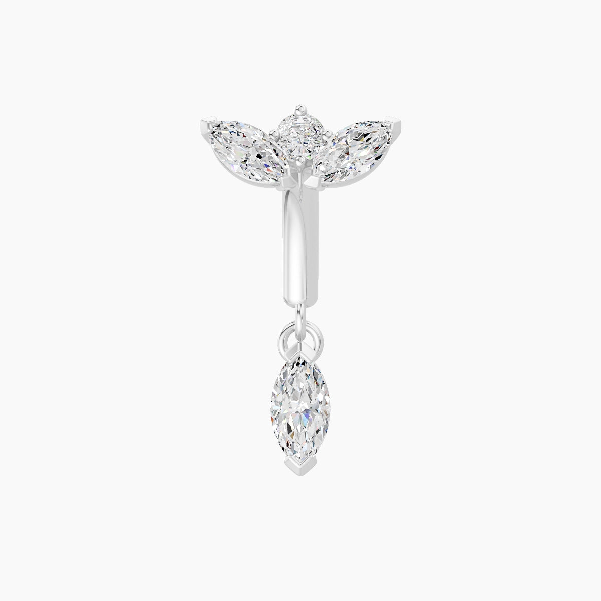Dione | Piercing Rook Lotus Diamant Or Blanc 18k Hypoallergénique 6.5 mm 6 mm