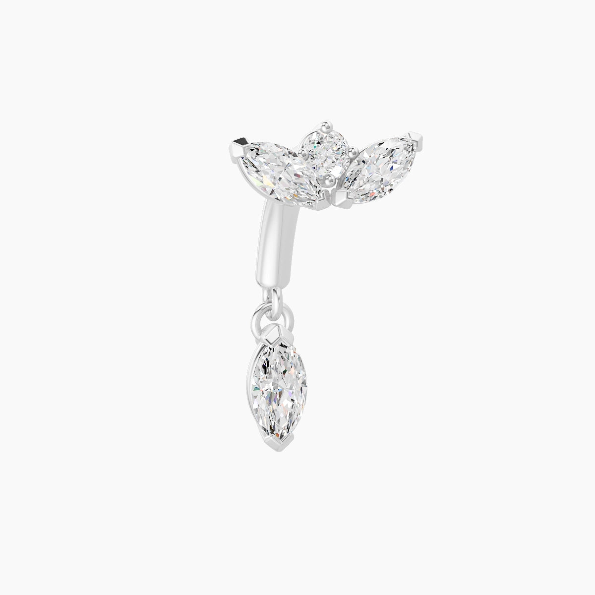 Dione | Piercing Rook Lotus Diamant Or Blanc 18k Hypoallergénique 6.5 mm 6 mm