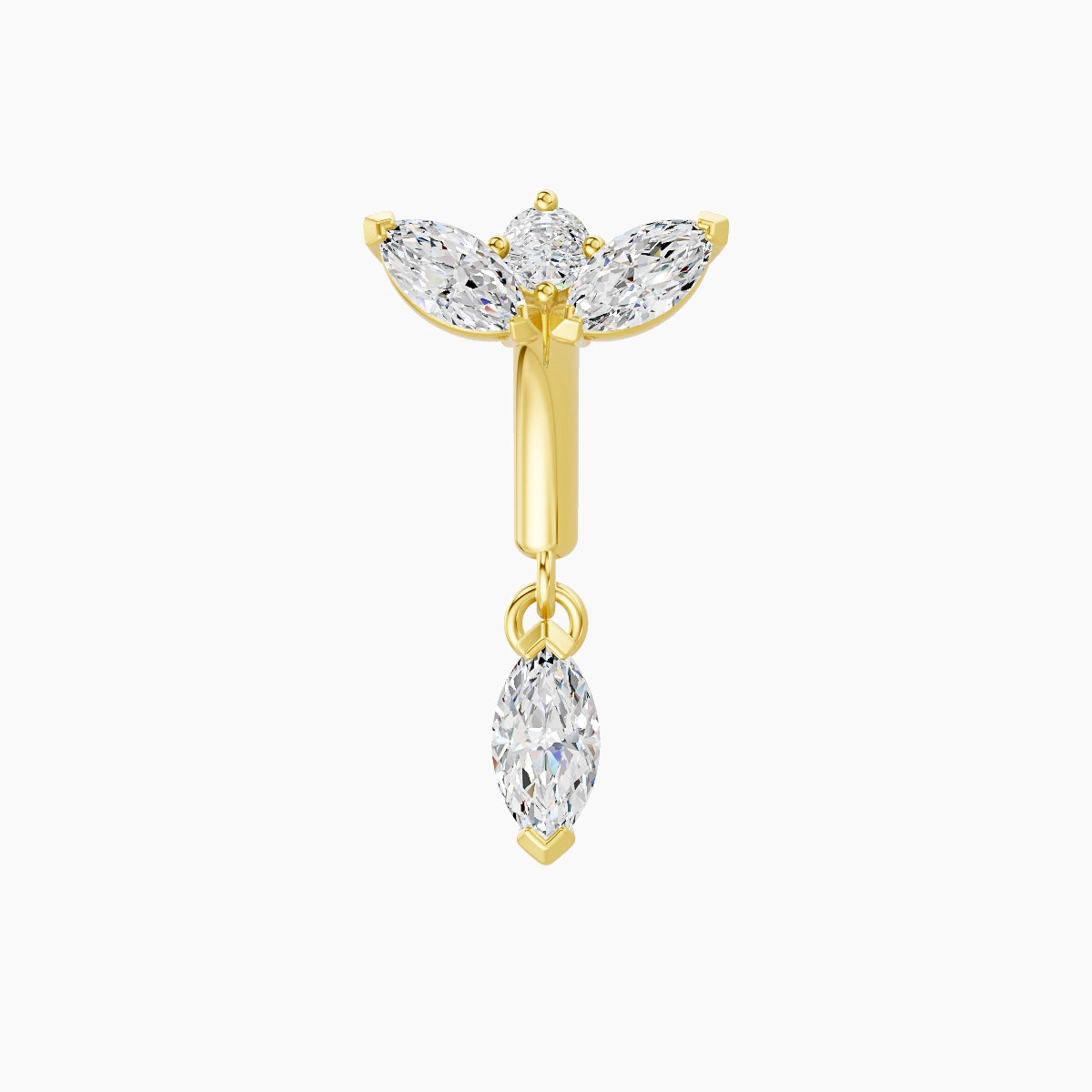 Dione | Piercing Rook Lotus Diamant Or Jaune 18k Hypoallergénique 6.5 mm 6 mm