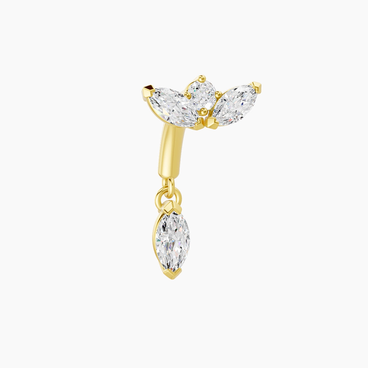 Dione | Piercing Rook Lotus Diamant Or Jaune 18k Hypoallergénique 6.5 mm 6 mm