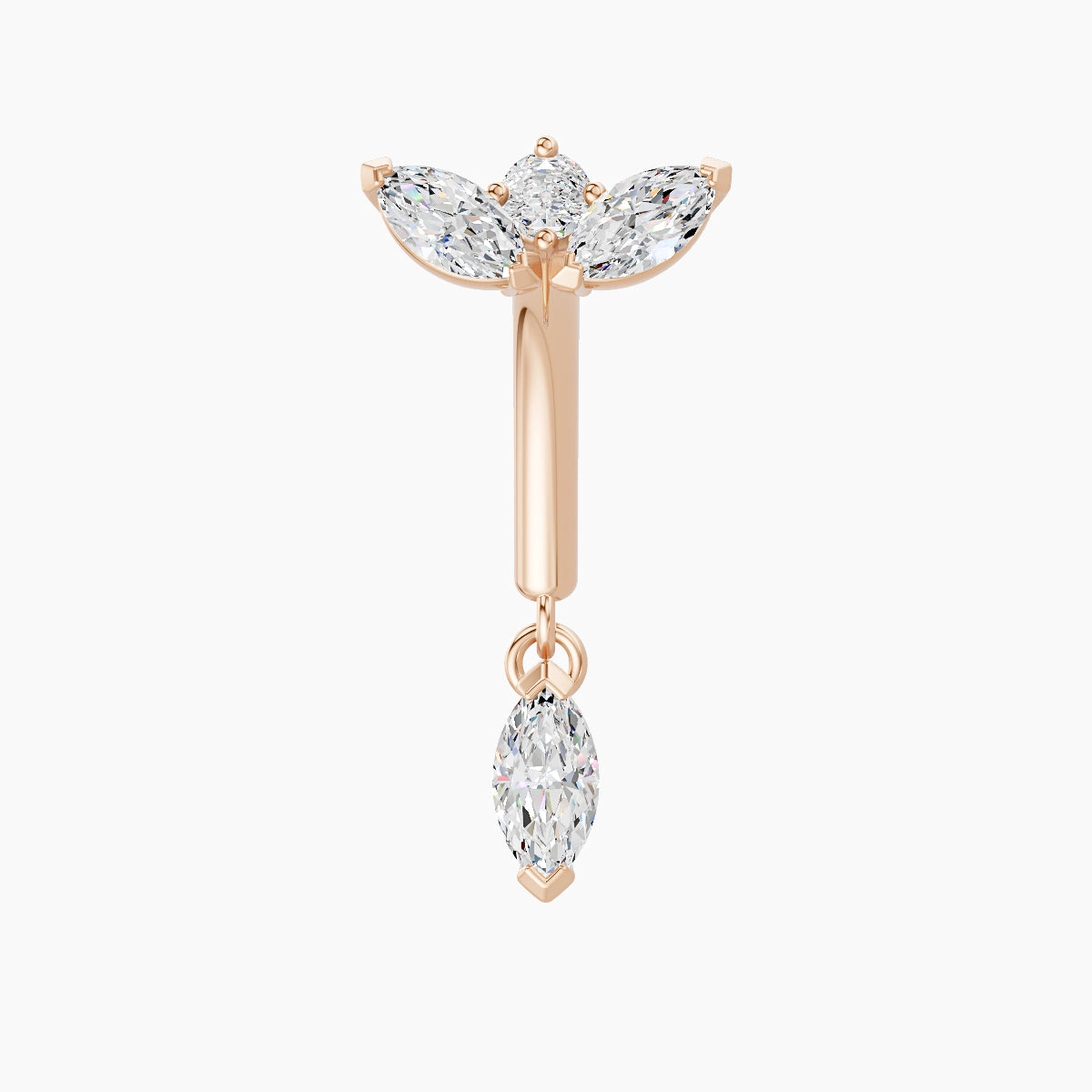 Dione | Piercing Rook Lotus Diamant Or Rose 18k Hypoallergénique 6.5 mm 8 mm