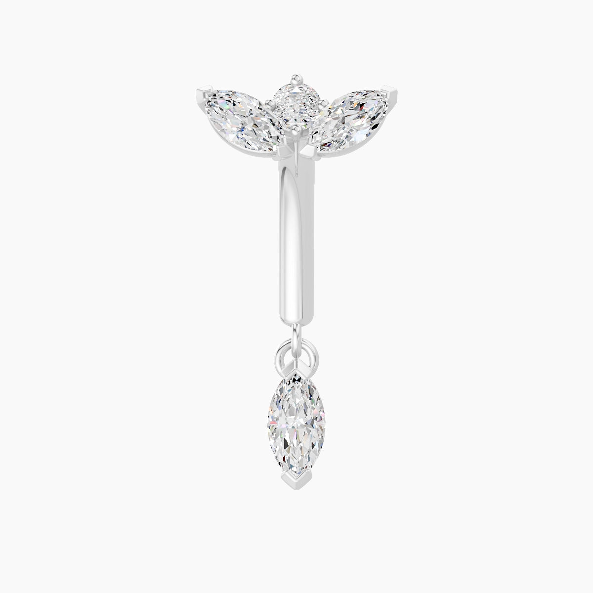 Dione | Piercing Rook Lotus Diamant Or Blanc 18k Hypoallergénique 6.5 mm 8 mm