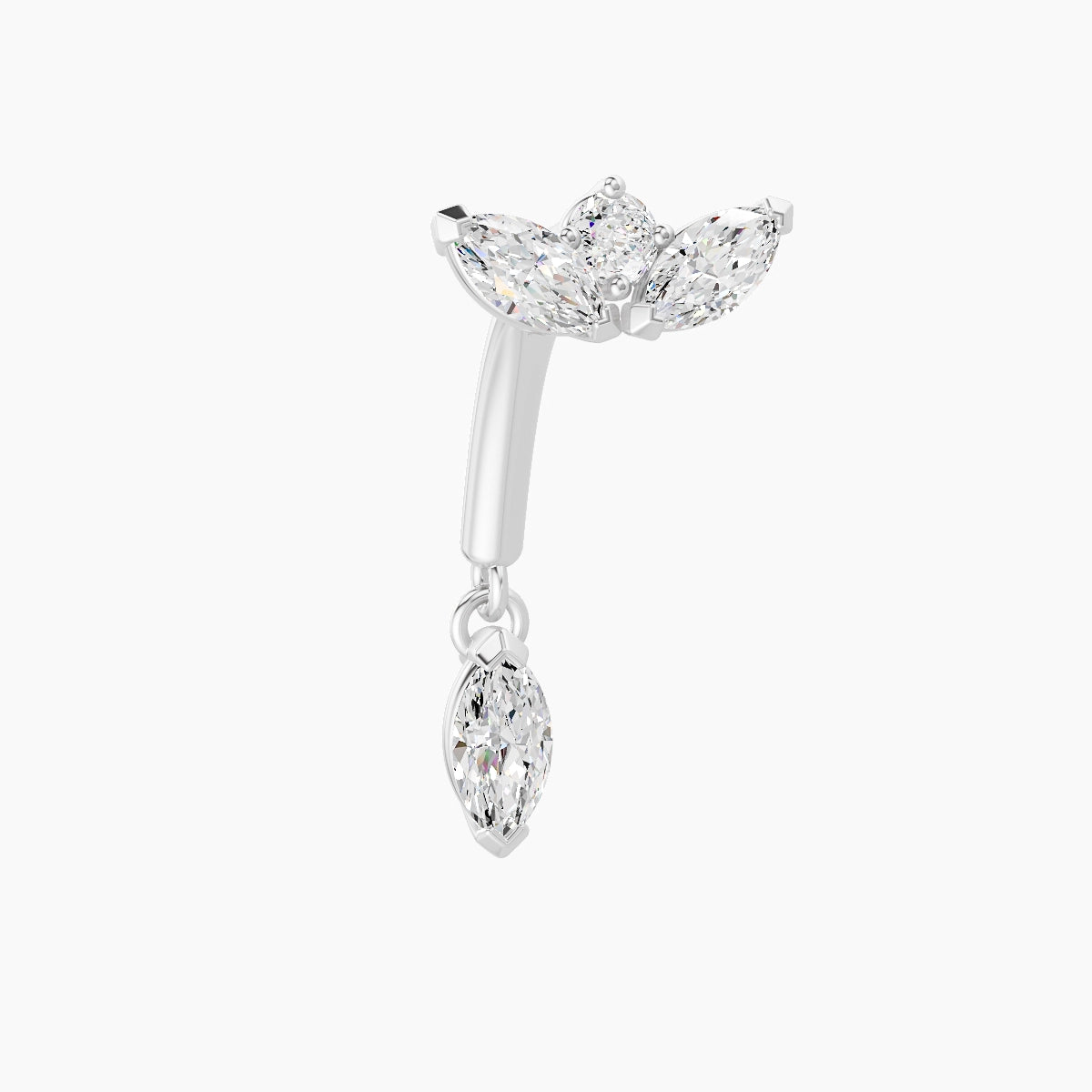 Dione | Piercing Rook Lotus Diamant Or Blanc 18k Hypoallergénique 6.5 mm 8 mm