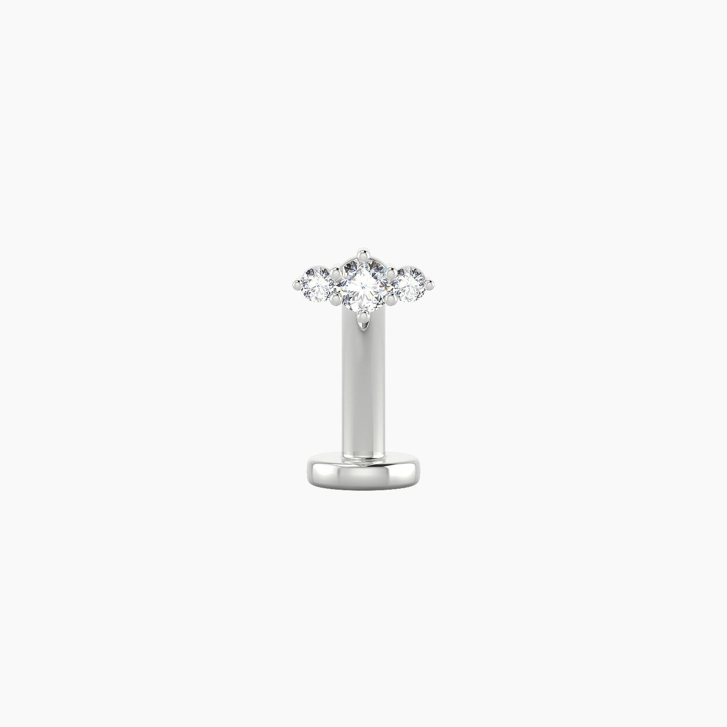 Edesia | 18k White Gold 5.5 mm 10 mm Trilogy Diamond Floating Navel Piercing