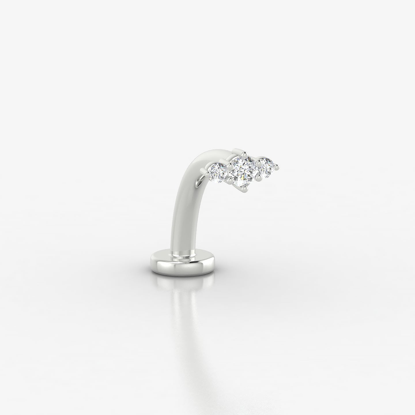 Edesia | 18k White Gold 5.5 mm 10 mm Trilogy Diamond Floating Navel Piercing