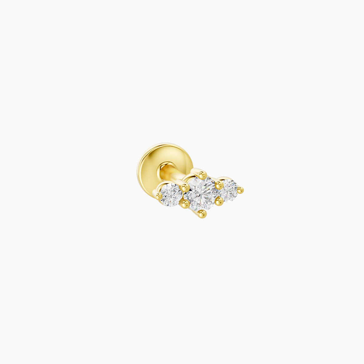 Edesia | 18k Yellow Gold 5.5 mm 5 mm Trilogy Diamond Piercing