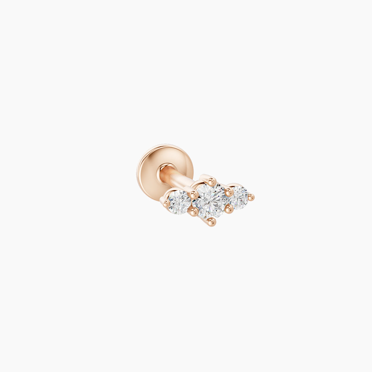 Edesia | 18k Rose Gold 5.5 mm 6.5 mm Trilogy Diamond Piercing