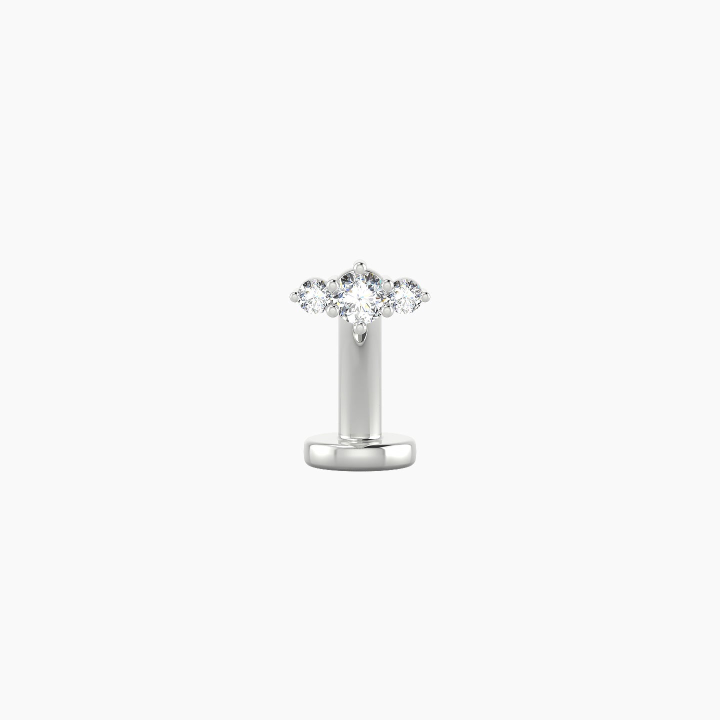 Edesia | 18k White Gold 5.5 mm 8 mm Trilogy Diamond Floating Navel Piercing