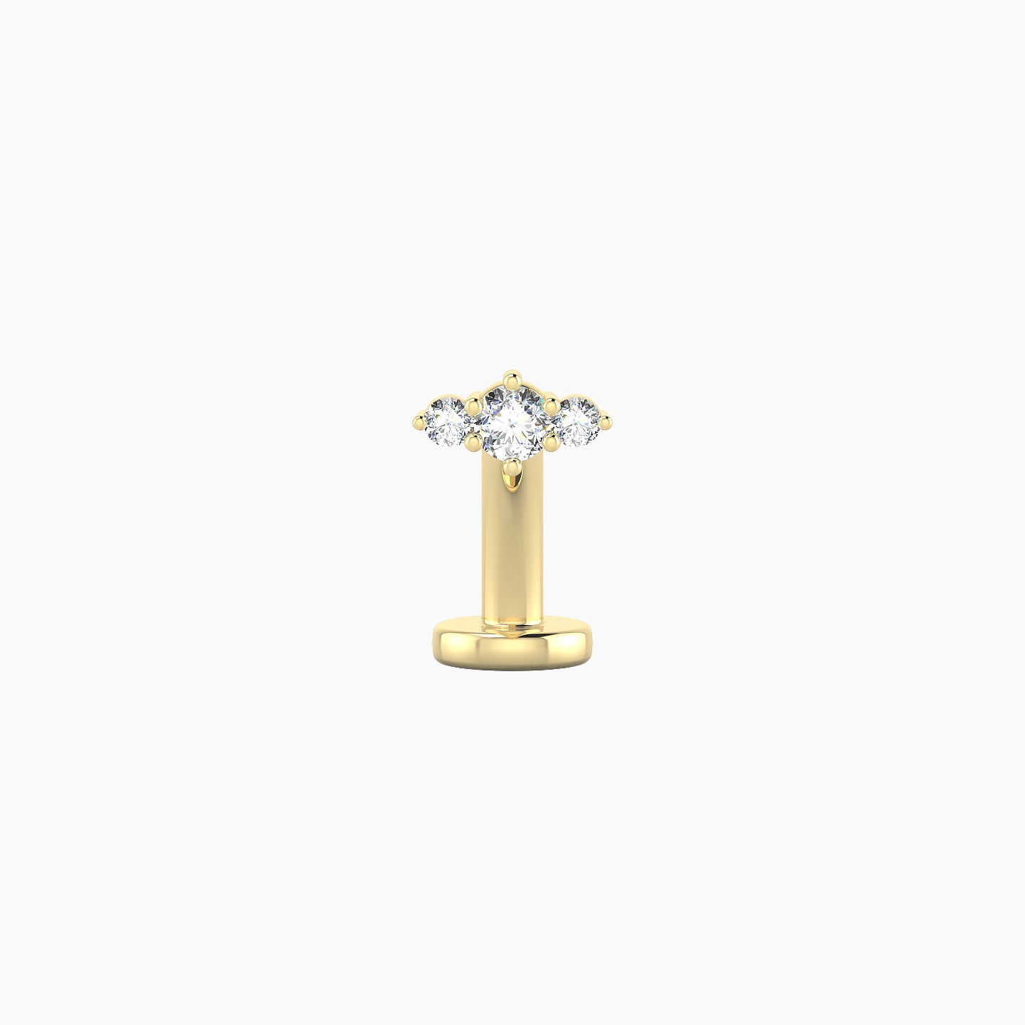 Edesia | 18k Yellow Gold 5.5 mm 8 mm Trilogy Diamond Floating Navel Piercing