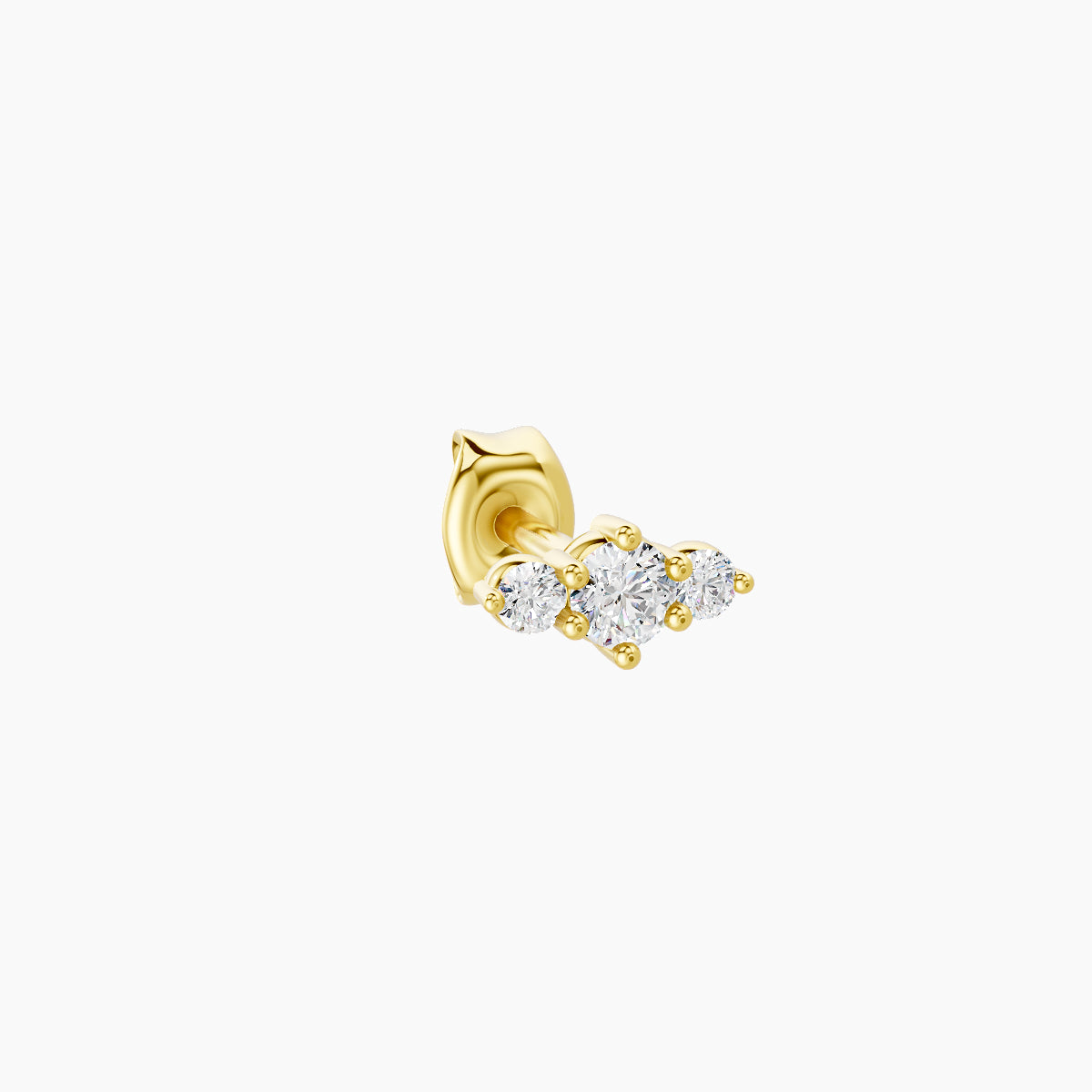 Edesia | 18k Yellow Gold 5.5 mm Trilogy Diamond Earring