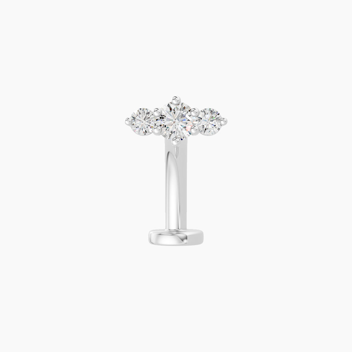 Edesia | 18k White Gold 7 mm 10 mm Trilogy Diamond Floating Navel Piercing