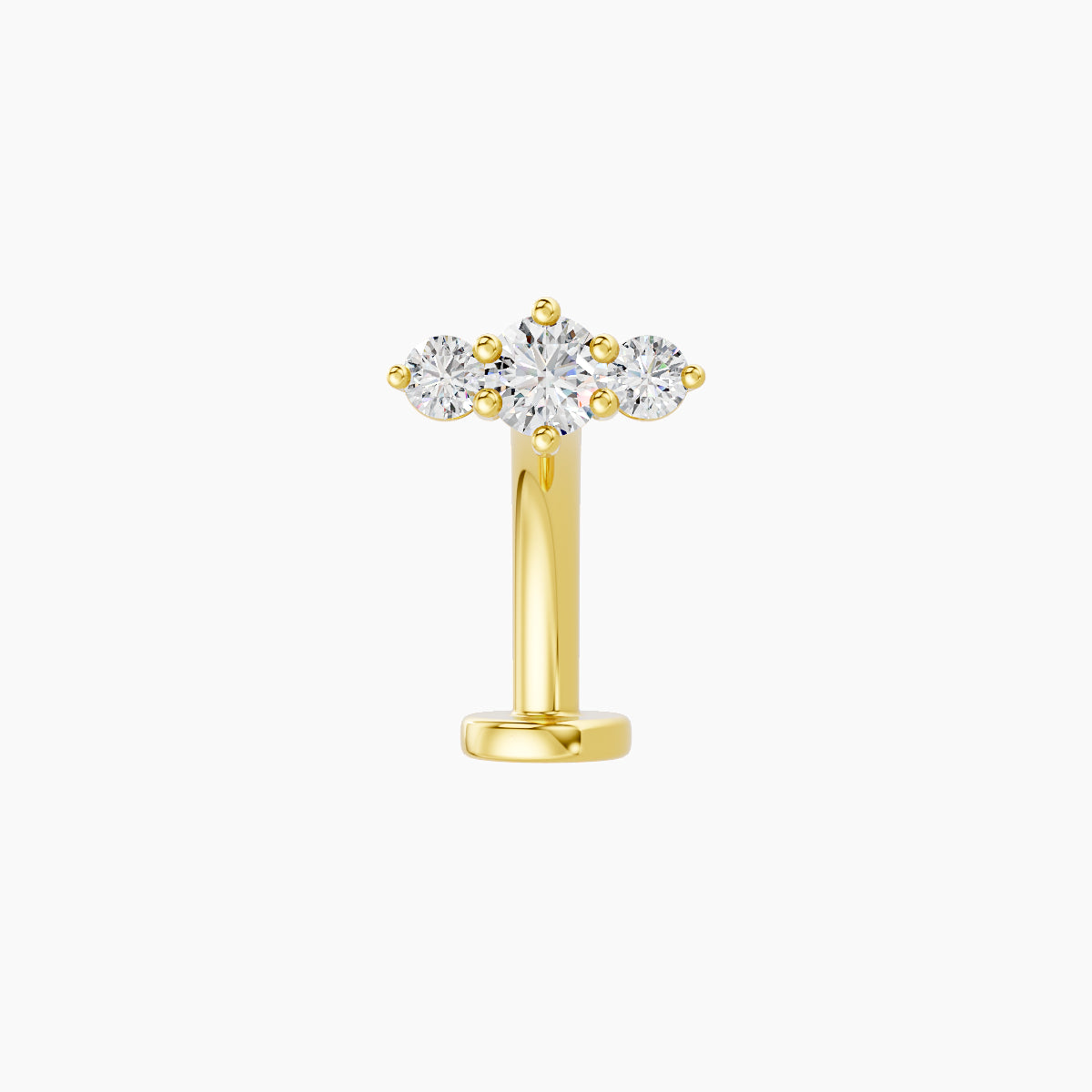 Edesia | 18k Yellow Gold 7 mm 10 mm Trilogy Diamond Floating Navel Piercing