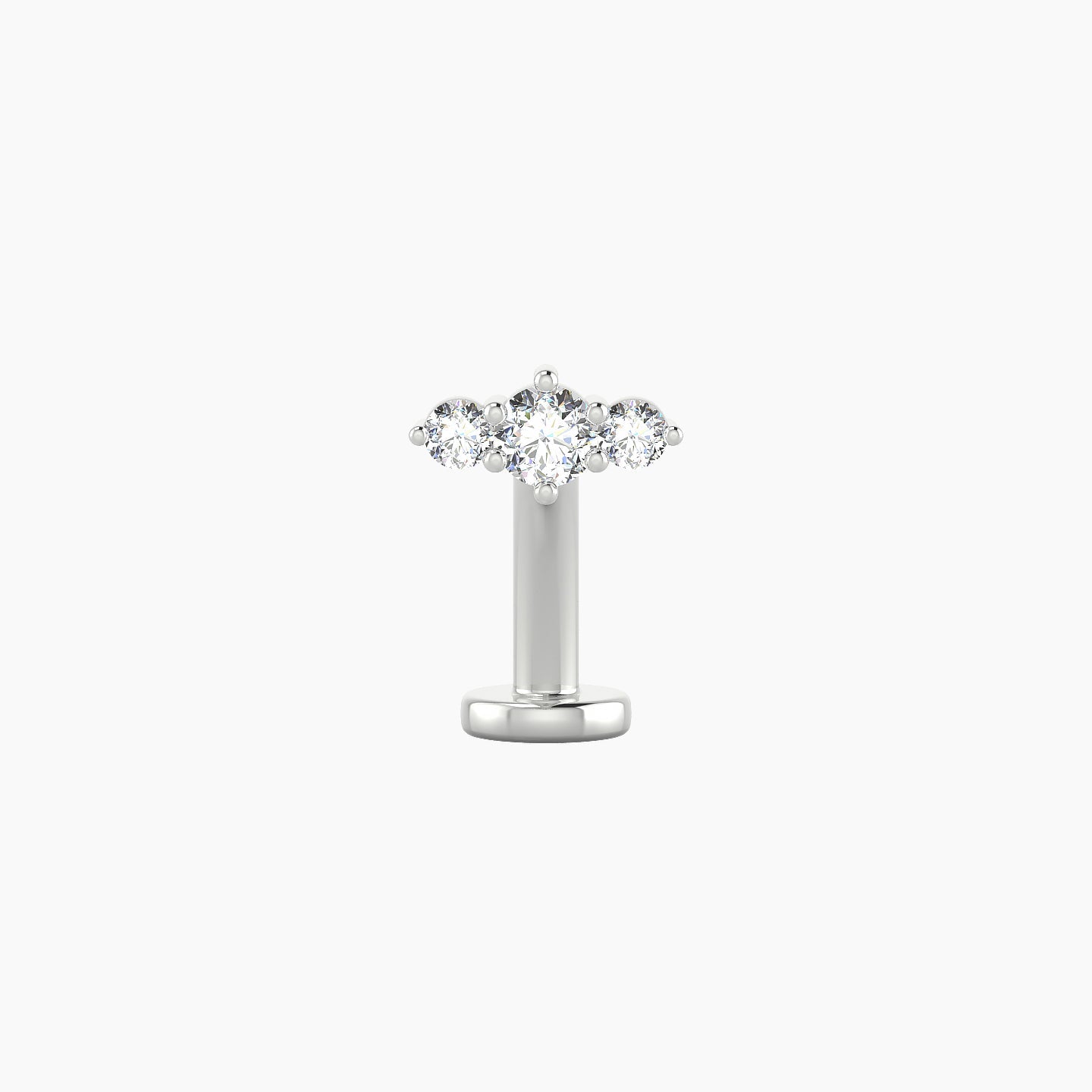 Edesia | 18k White Gold 7 mm 10 mm Trilogy Diamond Floating Navel Piercing
