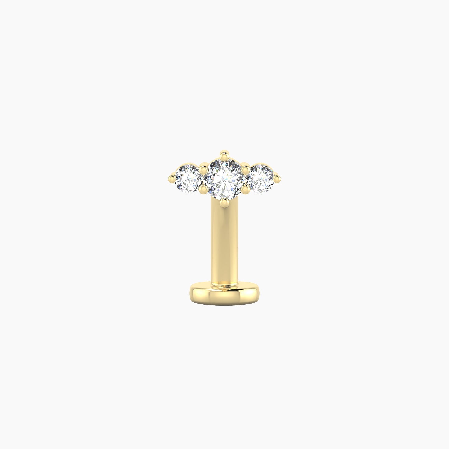 Edesia | 18k Yellow Gold 7 mm 10 mm Trilogy Diamond Floating Navel Piercing