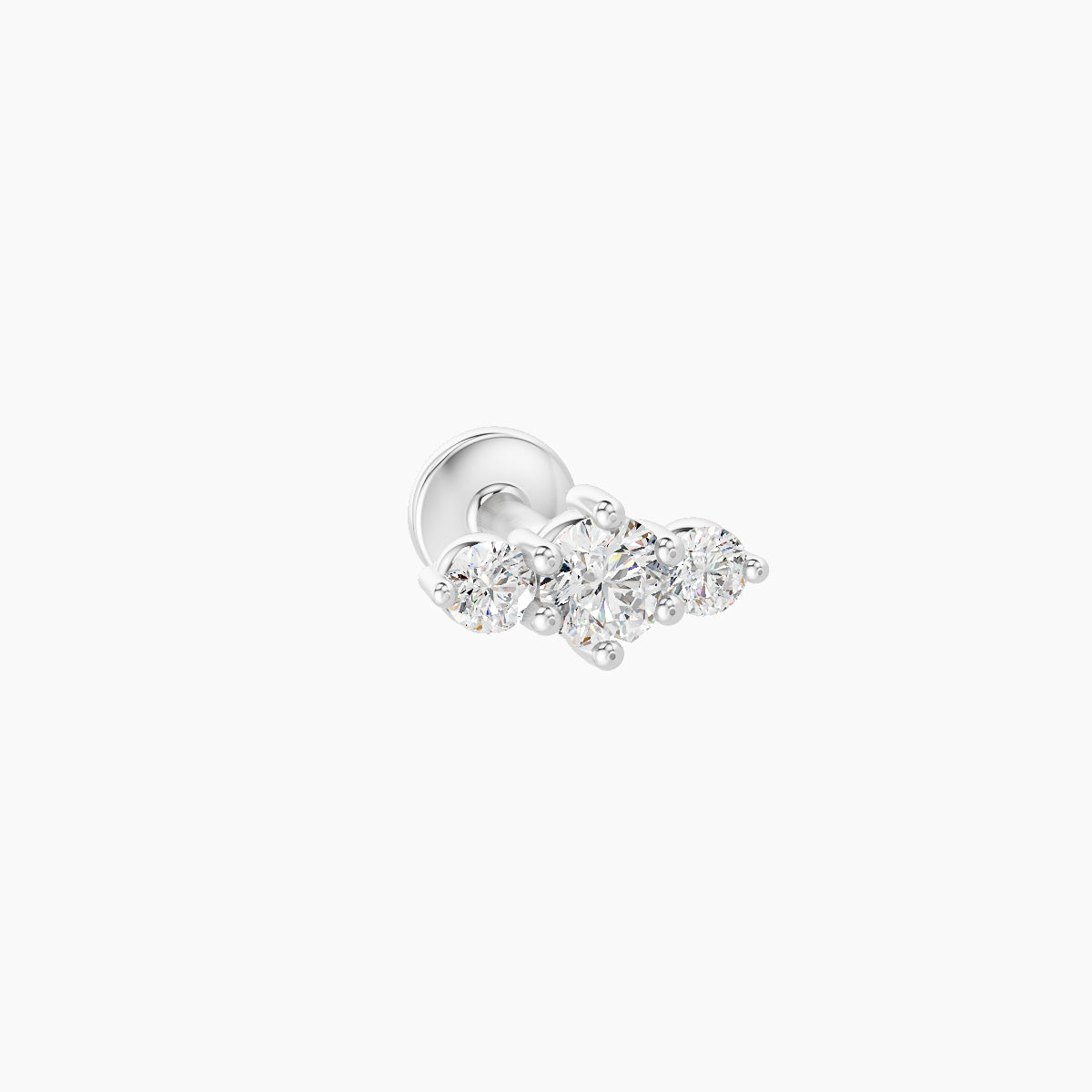 Edesia | 18k White Gold 7 mm 5 mm Trilogy Diamond Piercing