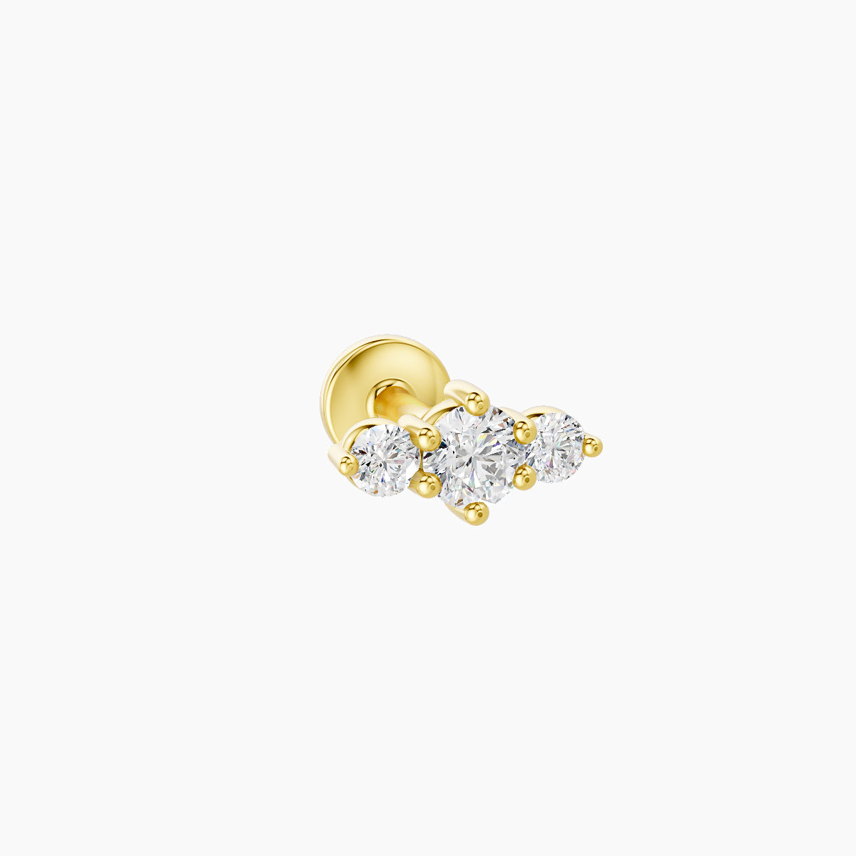 Edesia | 18k Yellow Gold 7 mm 5 mm Trilogy Diamond Piercing