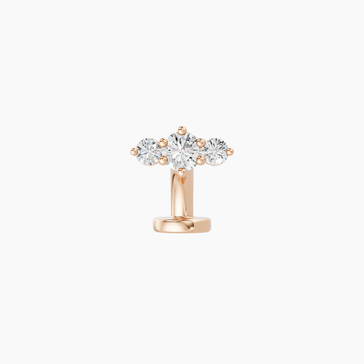 Edesia | 18k Rose Gold 7 mm 6 mm Trilogy Diamond Floating Navel Piercing