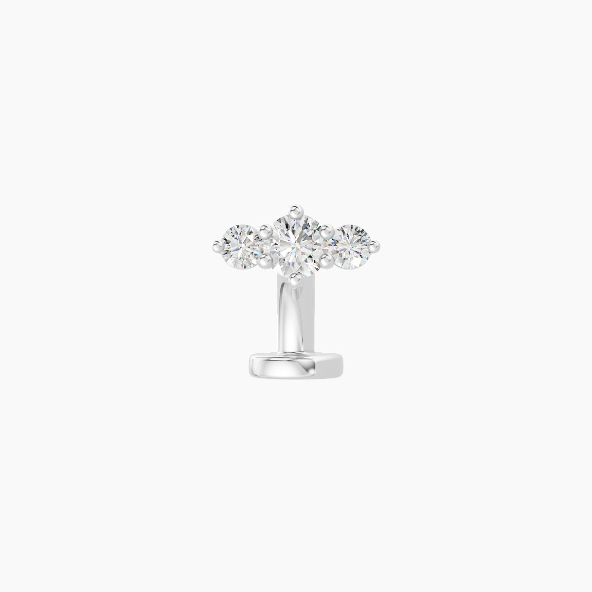 Edesia | 18k White Gold 7 mm 6 mm Trilogy Diamond Floating Navel Piercing
