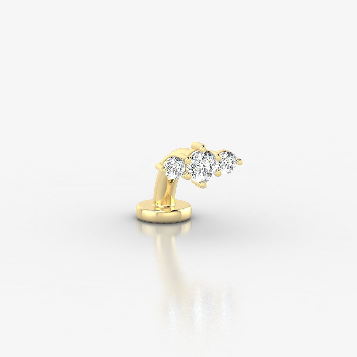 Edesia | 18k Yellow Gold 7 mm 6 mm Trilogy Diamond Floating Navel Piercing