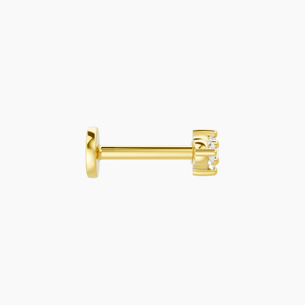 Edesia | 18k Yellow Gold 7 mm 6.5 mm Trilogy Diamond Piercing