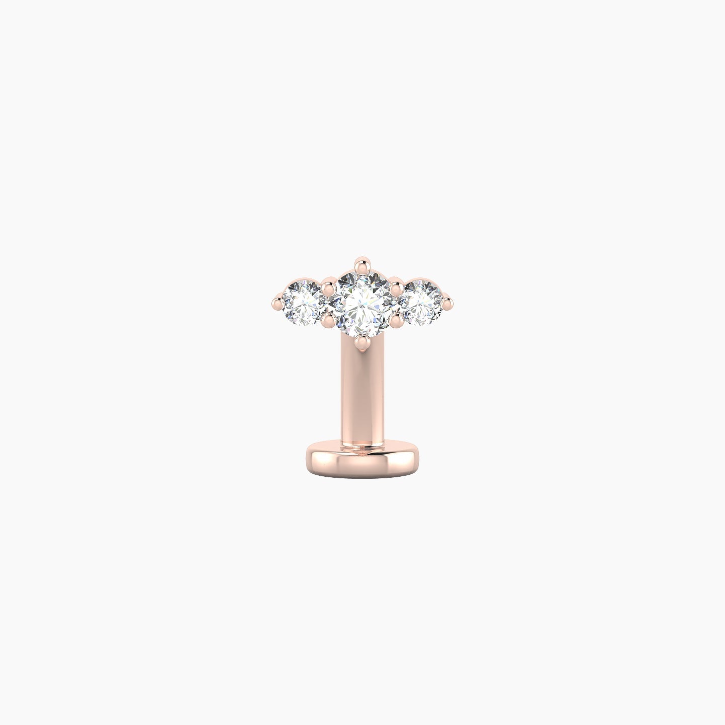 Edesia | 18k Rose Gold 7 mm 8 mm Trilogy Diamond Floating Navel Piercing