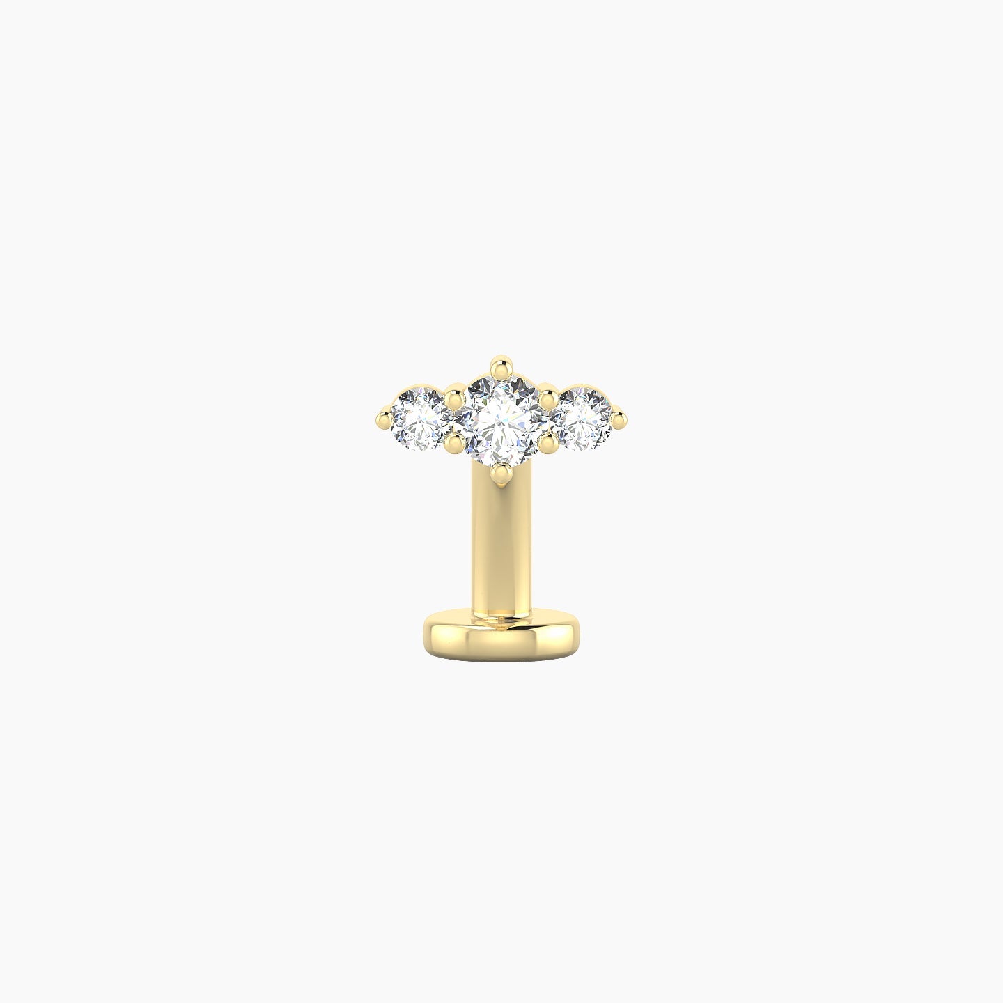 Edesia | 18k Yellow Gold 7 mm 8 mm Trilogy Diamond Floating Navel Piercing