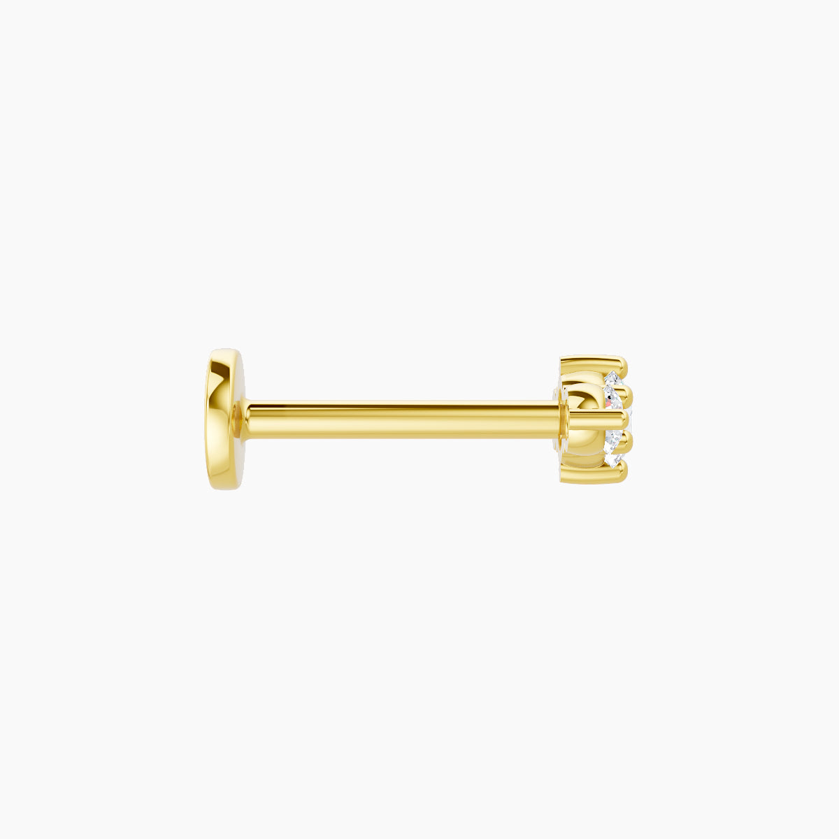 Edesia | 18k Yellow Gold 7 mm 8 mm Trilogy Diamond Piercing