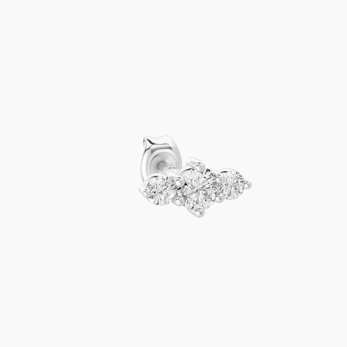 Edesia | 18k White Gold 7 mm Trilogy Diamond Earring