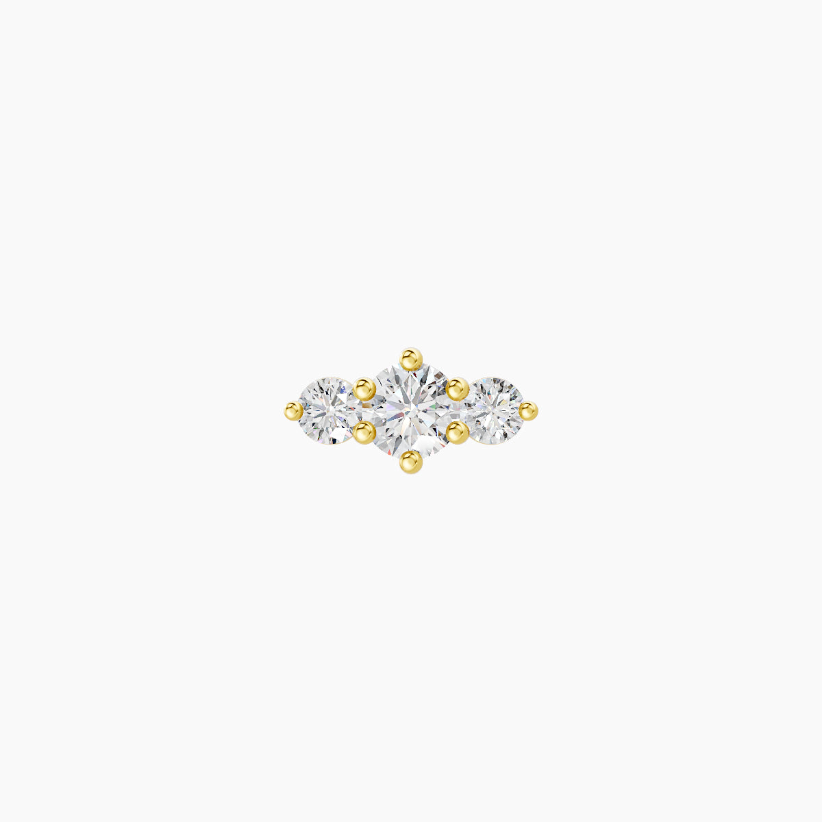 Edesia | 18k Yellow Gold 7 mm Trilogy Diamond Earring