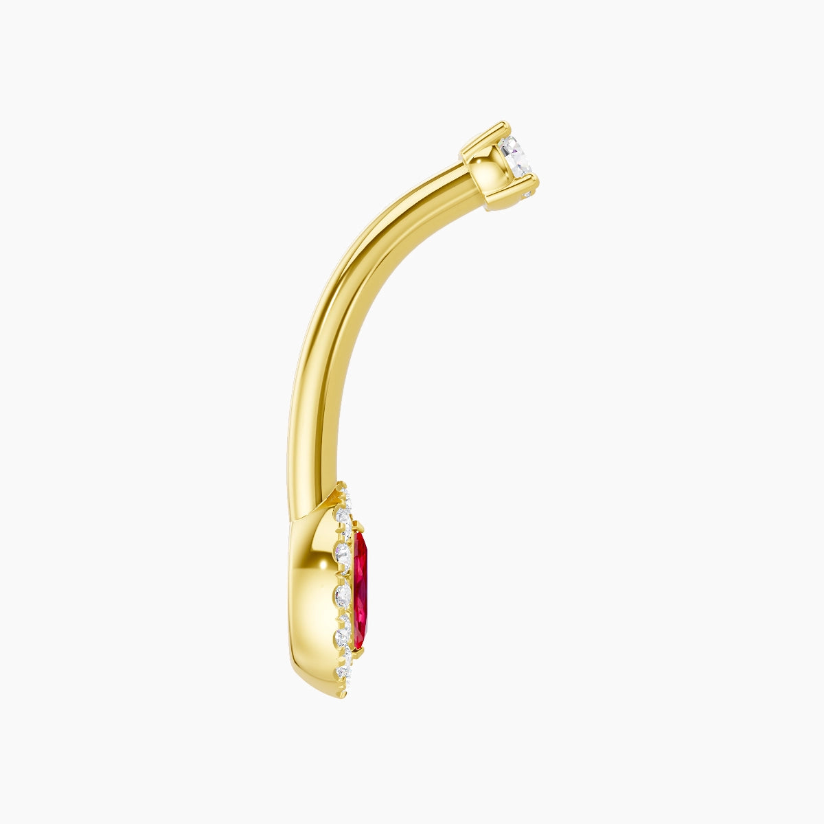 Eirene | 18k Yellow Gold 7 mm 10 mm Halo Marquise Ruby & Diamond Belly Piercing
